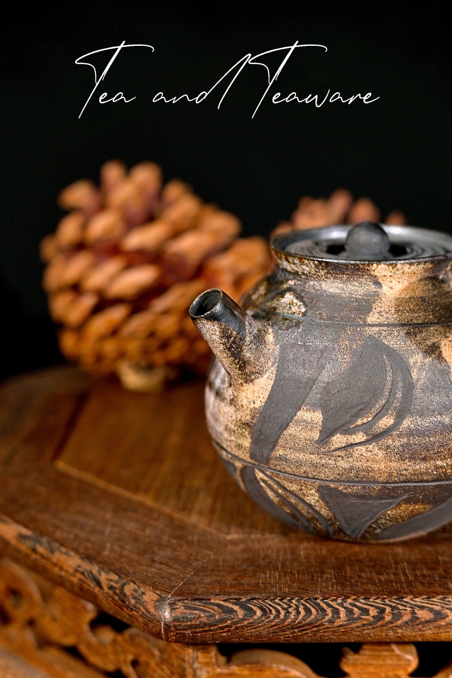 Unique Piece Handcrafted Carved Wood-Fired Side-Handle Teapot 125ml
