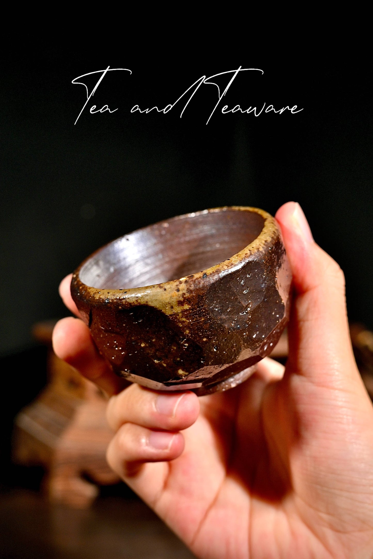 Unique Piece Handcrafted Hand-Faceted Wood-Fired Teacup 80ml