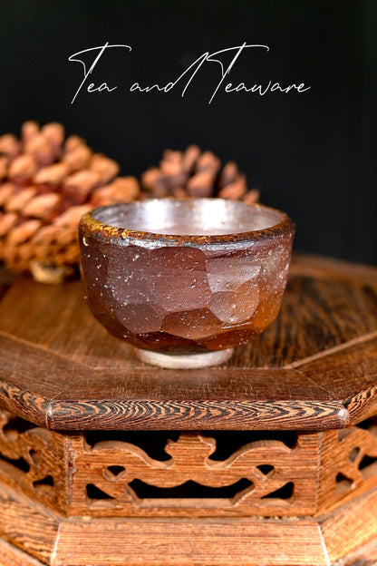 Unique Piece Handcrafted Hand-Faceted Wood-Fired Teacup 80ml