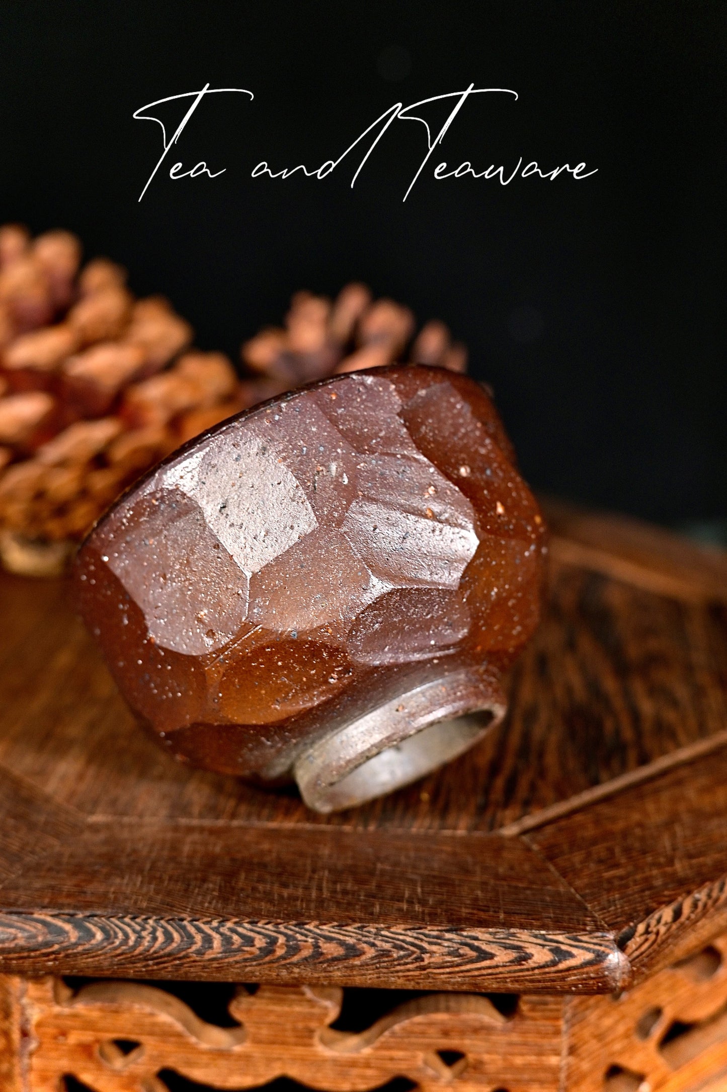 Unique Piece Handcrafted Hand-Faceted Wood-Fired Teacup 80ml