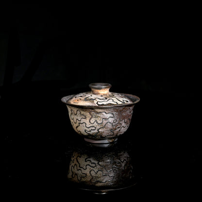 Unique Piece Handcrafted Carved Wood-Fired Gaiwan 100ml