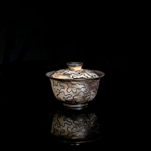 Unique Piece Handcrafted Carved Wood-Fired Gaiwan 100ml