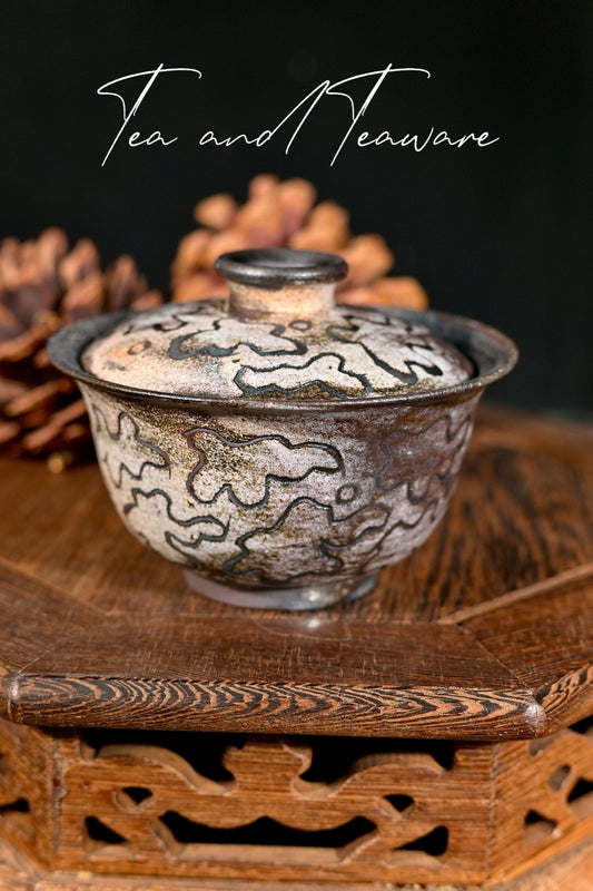 Unique Piece Handcrafted Carved Wood-Fired Gaiwan 100ml