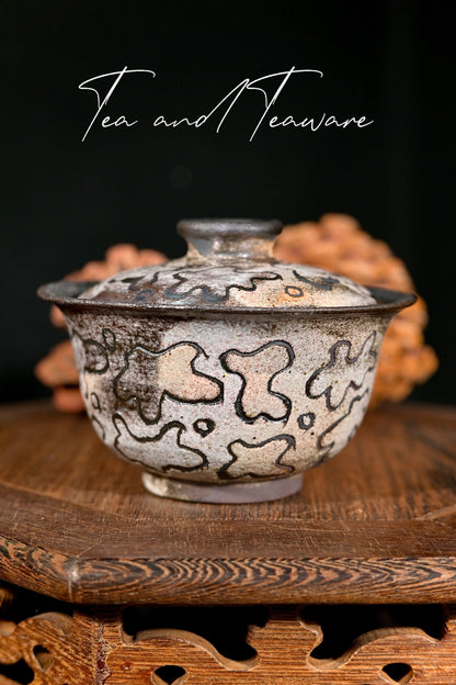 Unique Piece Handcrafted Carved Wood-Fired Gaiwan 100ml