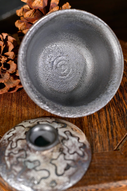 Unique Piece Handcrafted Carved Wood-Fired Gaiwan 100ml