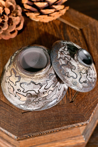 Unique Piece Handcrafted Carved Wood-Fired Gaiwan 100ml