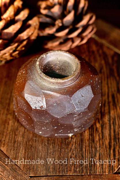 Unique Piece Handcrafted Hand-Faceted Wood-Fired Teacup 80ml