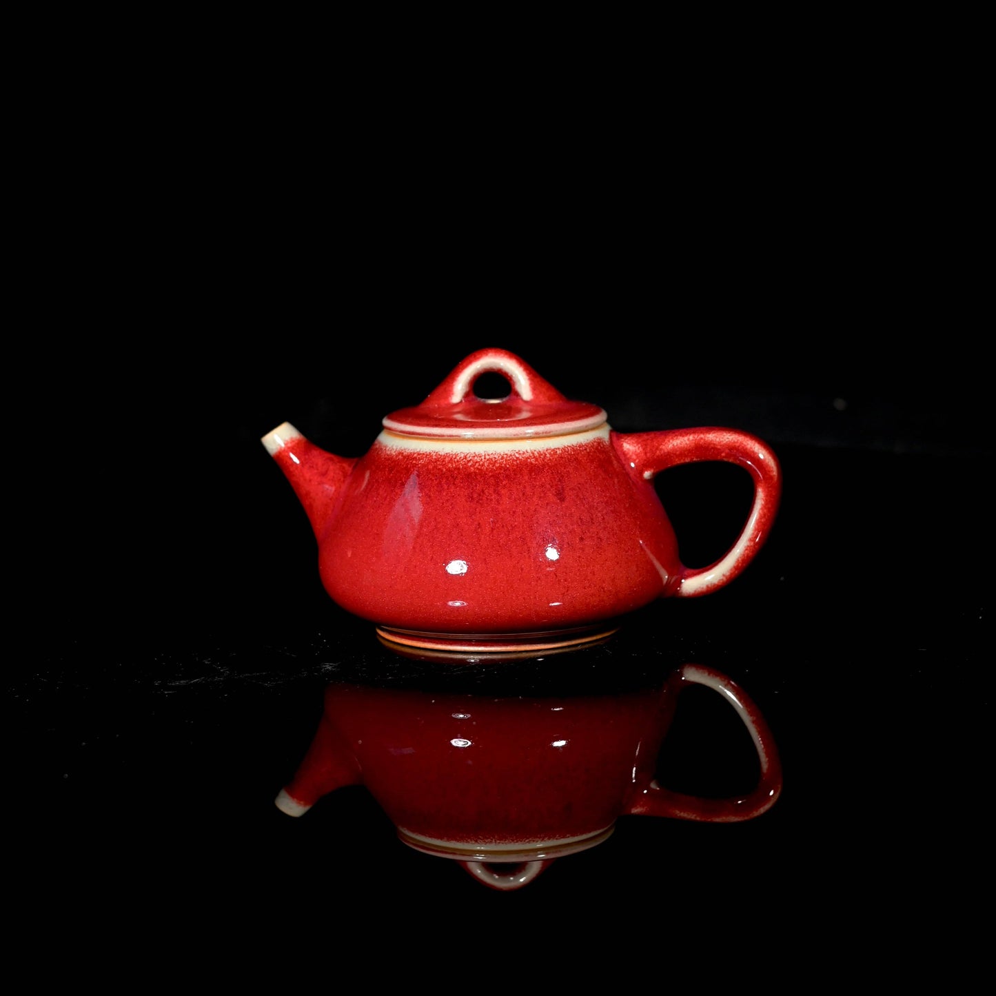 Jun Ware Red Glaze Handcrafted Stone Gourd (Shi Piao)  Teapot 225ml