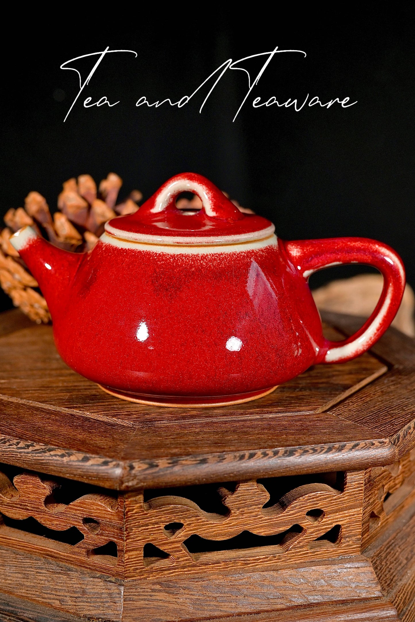 Jun Ware Red Glaze Handcrafted Stone Gourd (Shi Piao)  Teapot 225ml