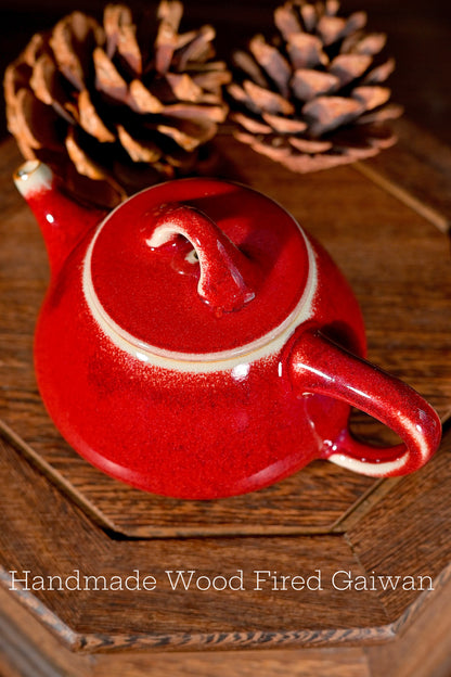 Jun Ware Red Glaze Handcrafted Stone Gourd (Shi Piao)  Teapot 225ml