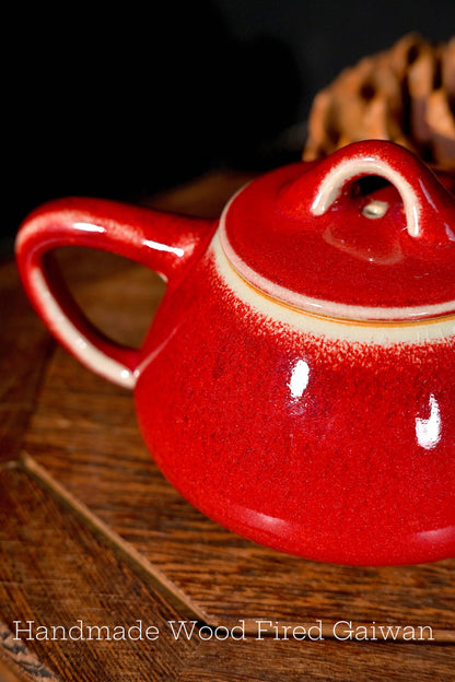 Jun Ware Red Glaze Handcrafted Stone Gourd (Shi Piao)  Teapot 225ml