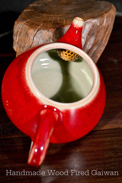 Jun Ware Red Glaze Handcrafted Stone Gourd (Shi Piao)  Teapot 225ml