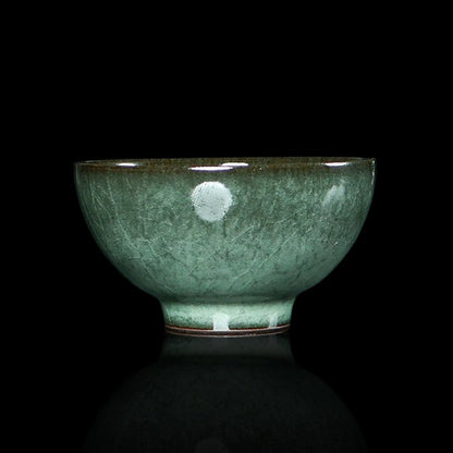 Longquan Celadon "Ge" Kiln Iron-Clay "Black Beauty" Flared Teacup 90ml