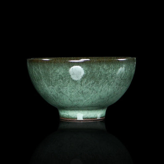 Longquan Celadon "Ge" Kiln Iron-Clay "Black Beauty" Flared Teacup 90ml