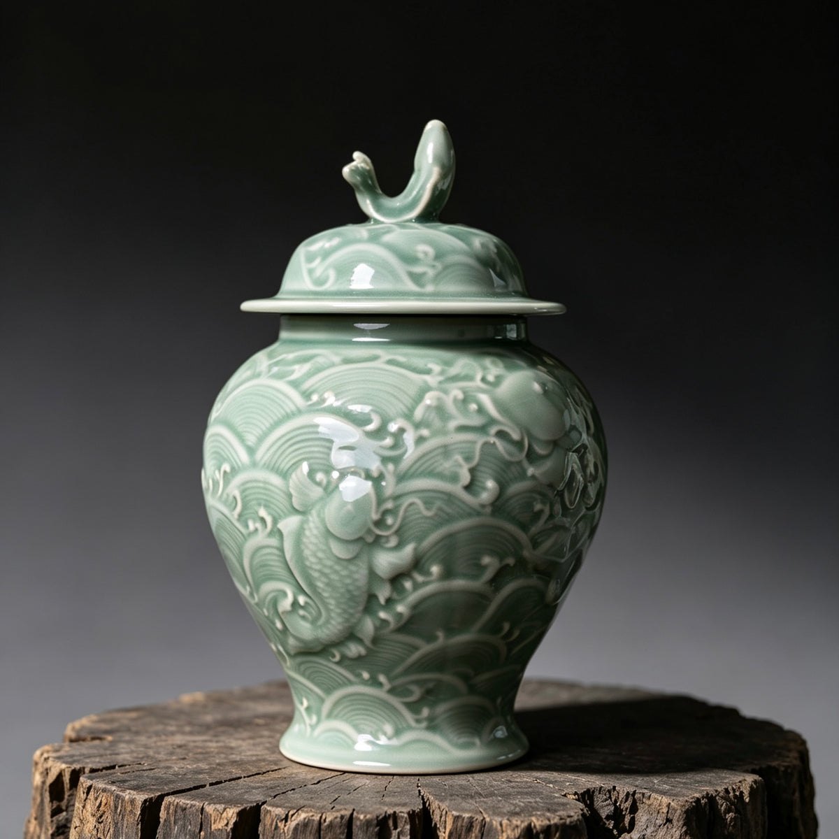 Vase Prune en Céladon Ru