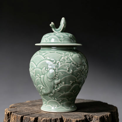 Vase Prune en Céladon Ru
