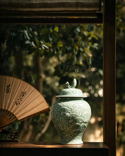 Vase Prune en Céladon Ru