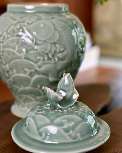 Vase Prune en Céladon Ru