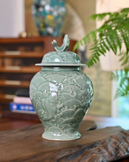 Vase Prune en Céladon Ru