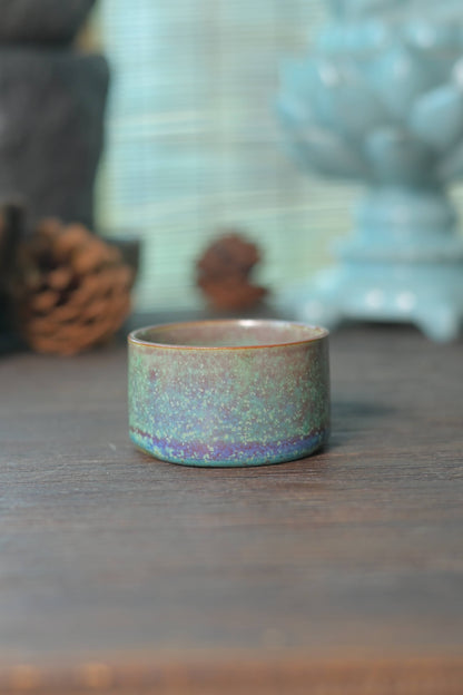 Jun Ware Galaxy Green & Violet Straight-Walled Teacup 80ml