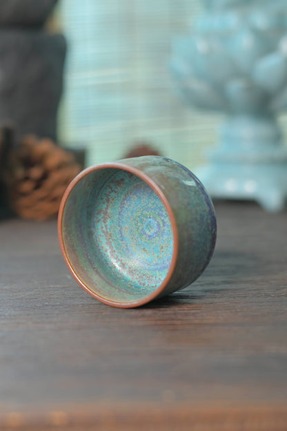 Jun Ware Galaxy Green & Violet Straight-Walled Teacup 80ml