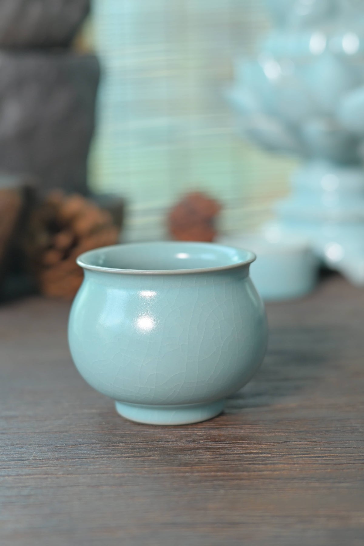 Ru Ware Raw Mineral Sky-Blue Rounded Teacup 150ml