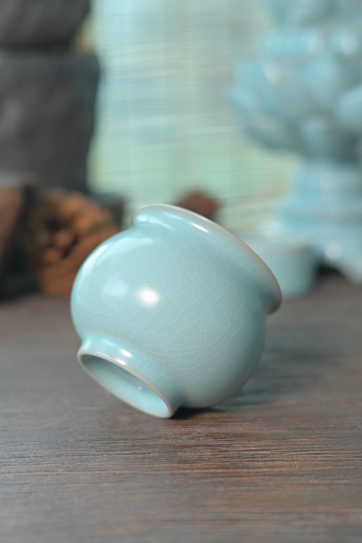 Ru Ware Raw Mineral Sky-Blue Rounded Teacup 150ml