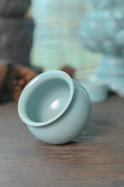 Ru Ware Raw Mineral Sky-Blue Rounded Teacup 150ml
