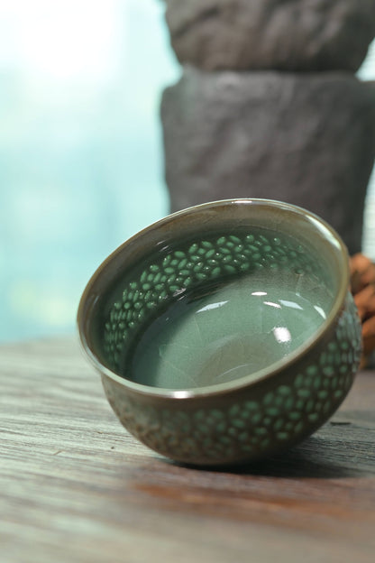 Longquan Celadon Ge Kiln Iron-Clay Linglong porcelain Teacup 100ml
