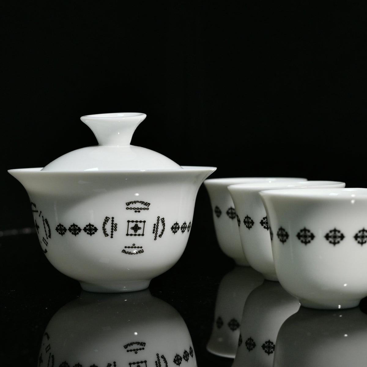 Dehua White Porcelain "Hetu Luoshu" Gaiwan Set 110ml
