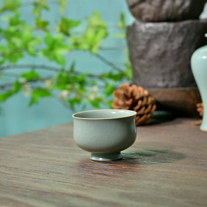 Ru Ware Sky-Green Chime-Shaped Master Cup with High Foot 100ml