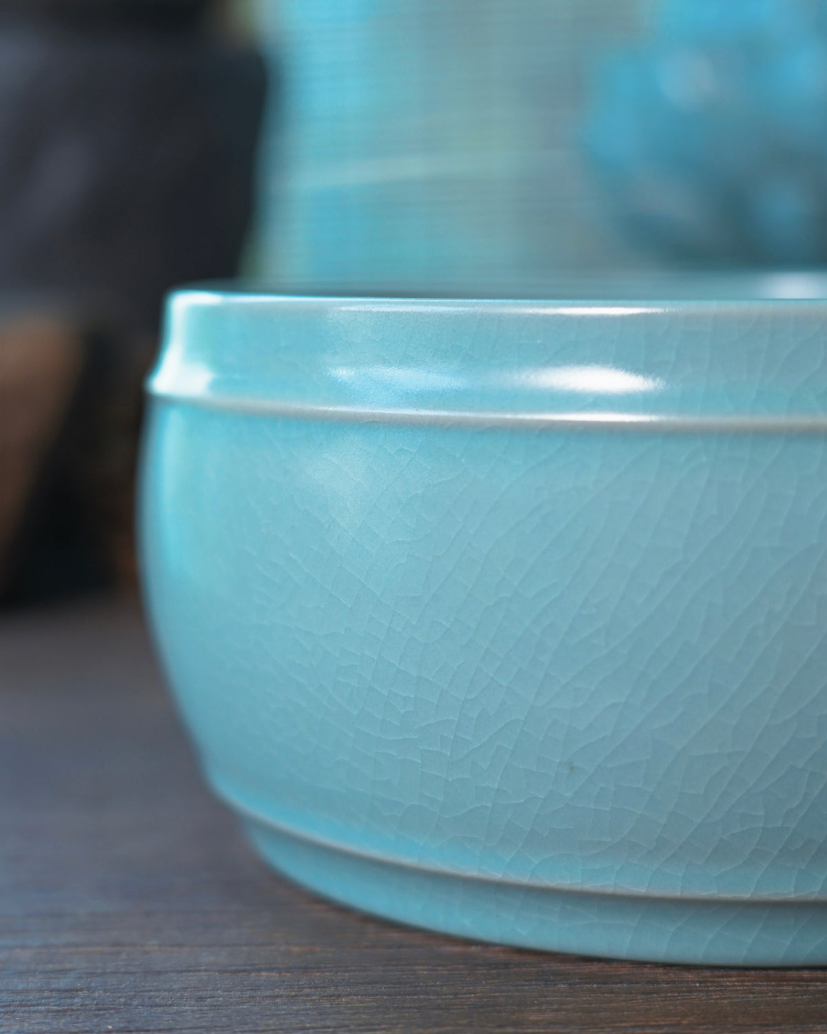 Ru Ware Sky-Green Glazed Drum-Form Water Basin / Tea Basin 1300ml