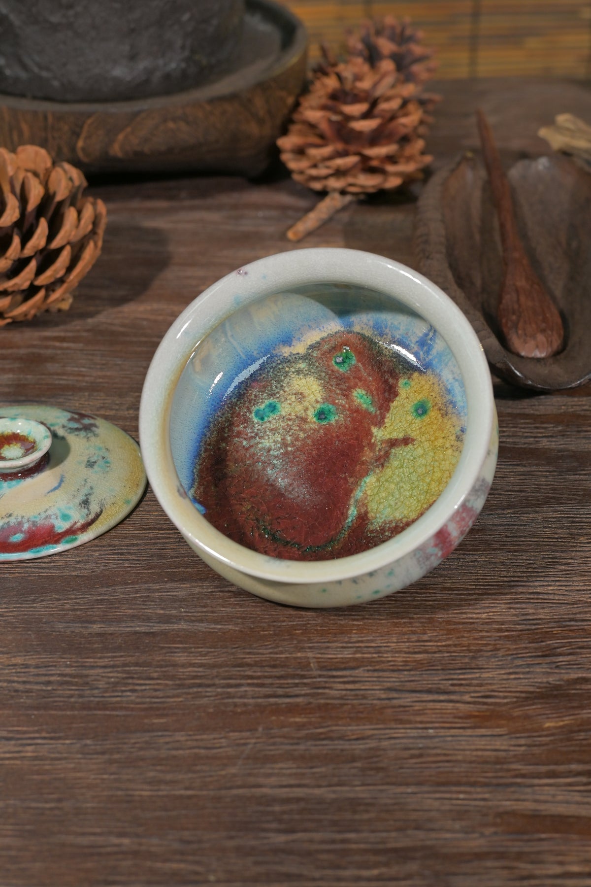 Théière Poire en Terre Cuite Fer Forgé Cuite au Four à Bois Pièce Unique 180ml
