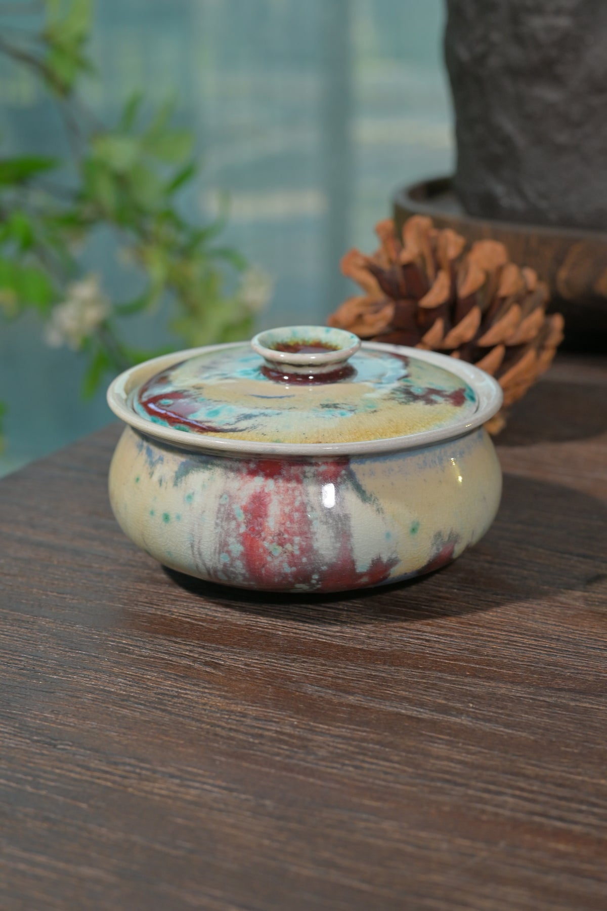 Théière Poire en Terre Cuite Fer Forgé Cuite au Four à Bois Pièce Unique 180ml