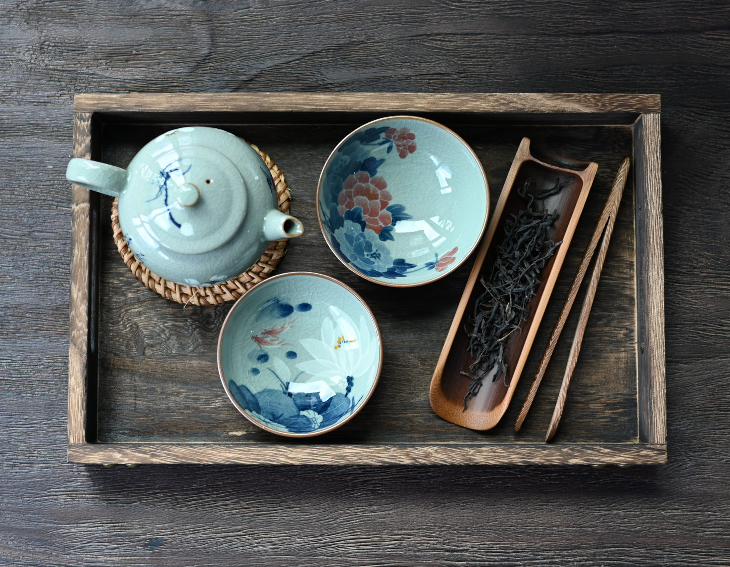 Jingdezhen Wood-Fired Kiln Old Clay Hand-Painted Lotus Patterns Blue and White Underglaze Color Teacup.