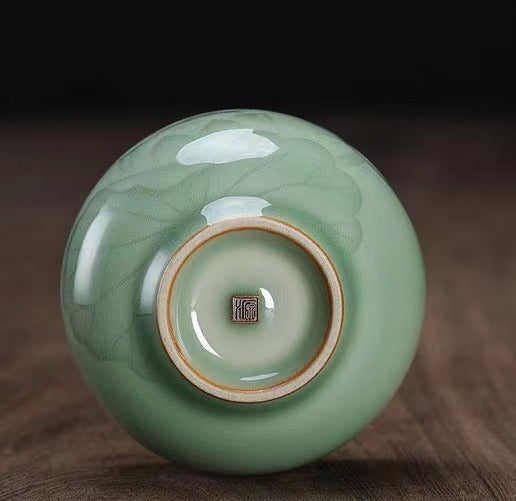 Longquan Celadon Lotus Pattern Plum-green Tea cup