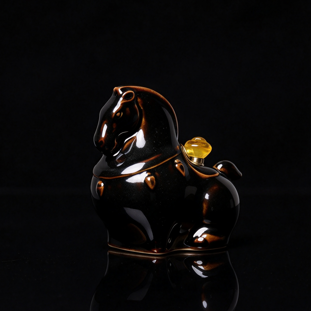 Longquan Celadon Ge Kiln Horse Tea Pet Figurine