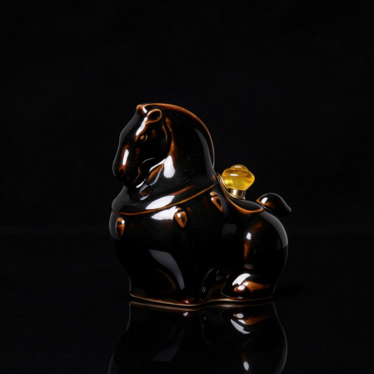 Longquan Celadon Ge Kiln Horse Tea Pet Figurine