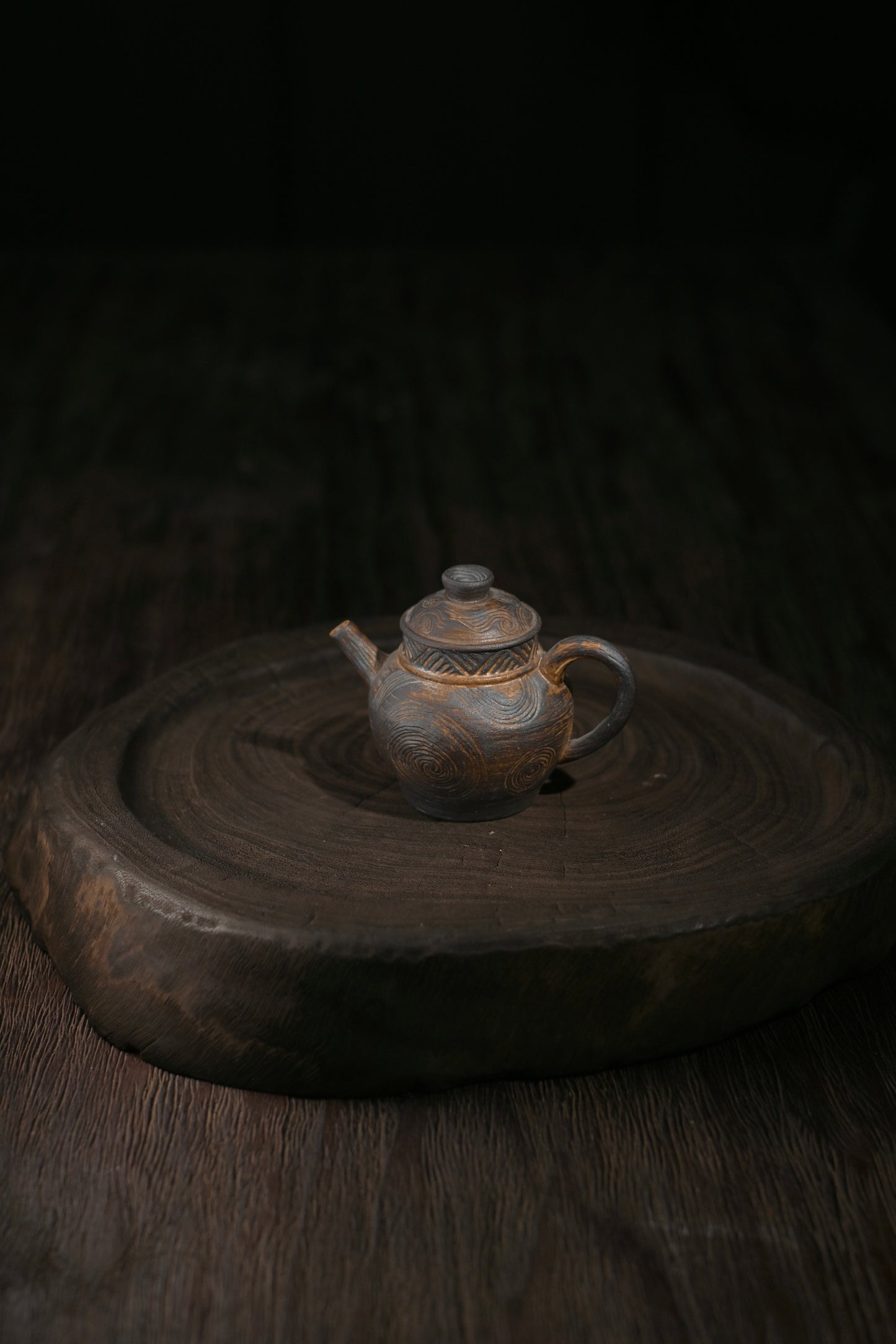 Mini Size Wood-Fired Clouds Pattern Rustic Style Teapot