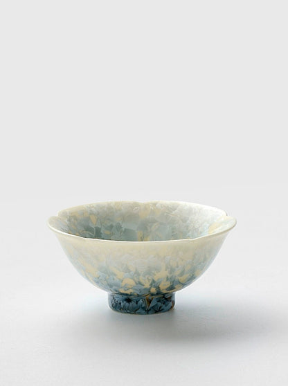 Tasse à thé / Théière / Service à thé en cristal glacé à fleurs, cuisson au four, glaçure cyan fumée