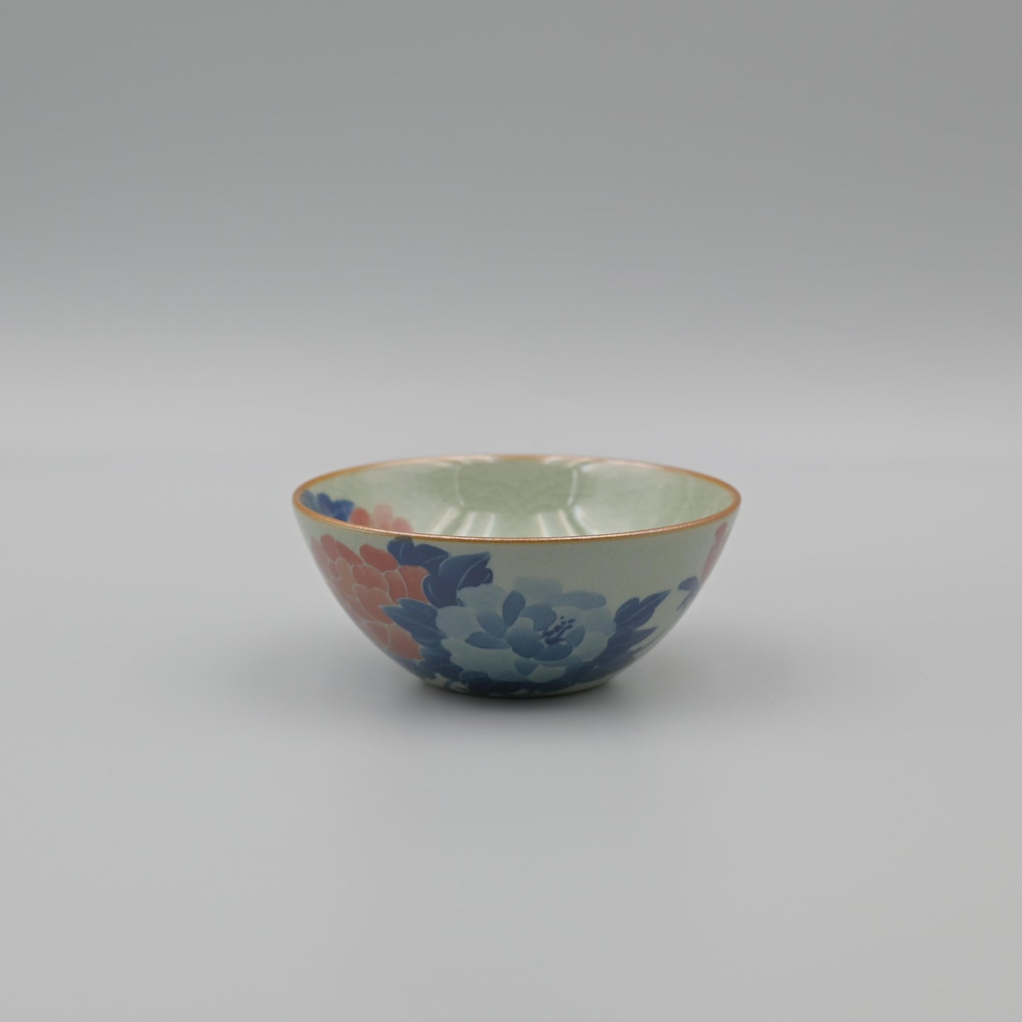 Jingdezhen Wood-Fired Kiln Old Clay Hand-Painted Peony Blue and White Underglaze Color Tea Cup