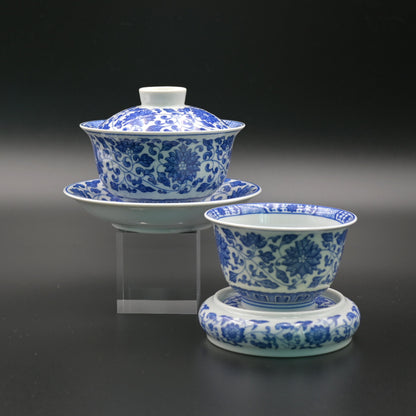 Jingdezhen blau-weißes Teekannen-Set mit Lotus-Rollmuster