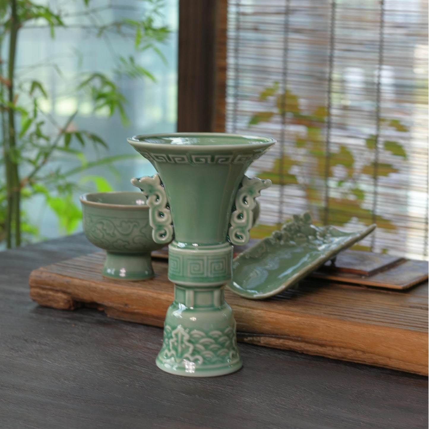 Longquan Celadon Vintage Goblet Tea Cup