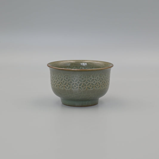 Longquan Celadon Dark Green Linglong Tea Cup