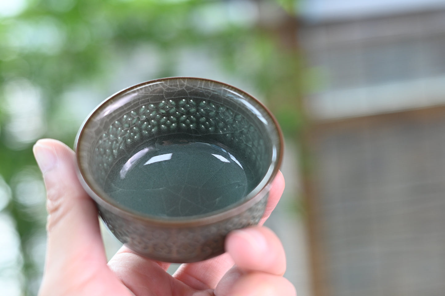 Longquan Celadon Dark Green Linglong Tea Cup