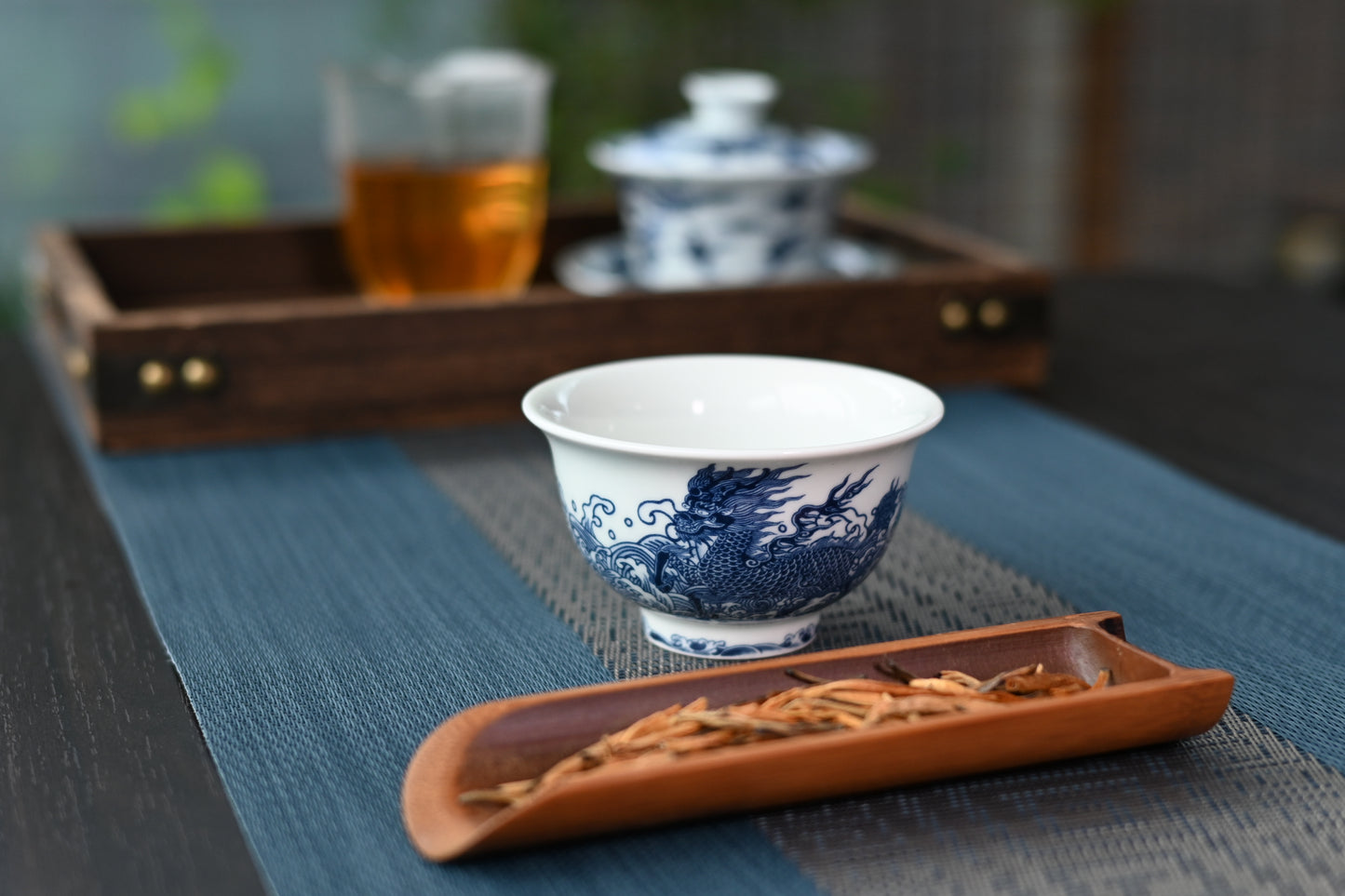 Jingdezhen Blue and White Host Tea Cup with Qilin Design