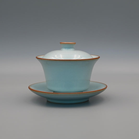 Ru Porcelain (Ruyao) Sky Blue Gaiwan Fine Crackle Tea Bowl