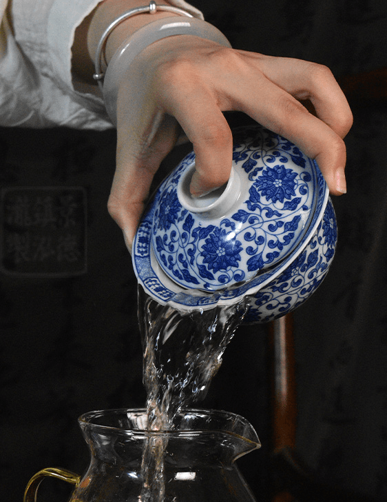Jingdezhen Blue and White Lotus Scrolling Pattern Tea Set