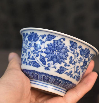Jingdezhen blau-weißes Teekannen-Set mit Lotus-Rollmuster