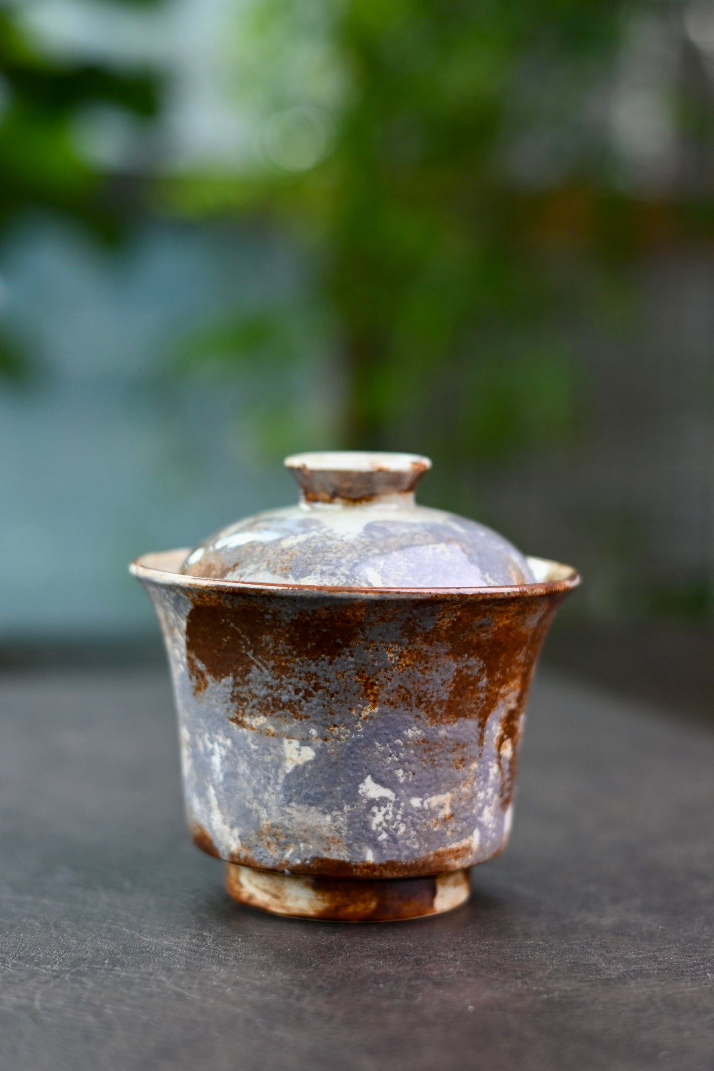 Handcrafted Horseshoe Wood Fired Vintage Lidded Bowl (Gaiwan)